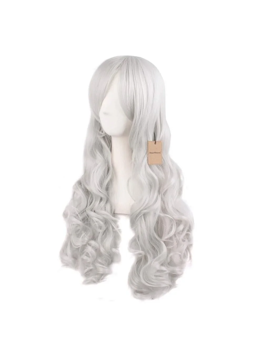 Women's Silver Grey 28 Inch Lolita Long Curly 2 Ponytails Clip On Cosplay Wigs